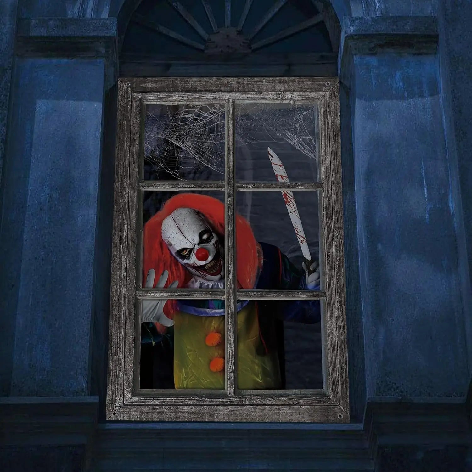 Clown Window Curtain Decoration – Scary Halloween Polyester Cling - Onlytenbucks.com
