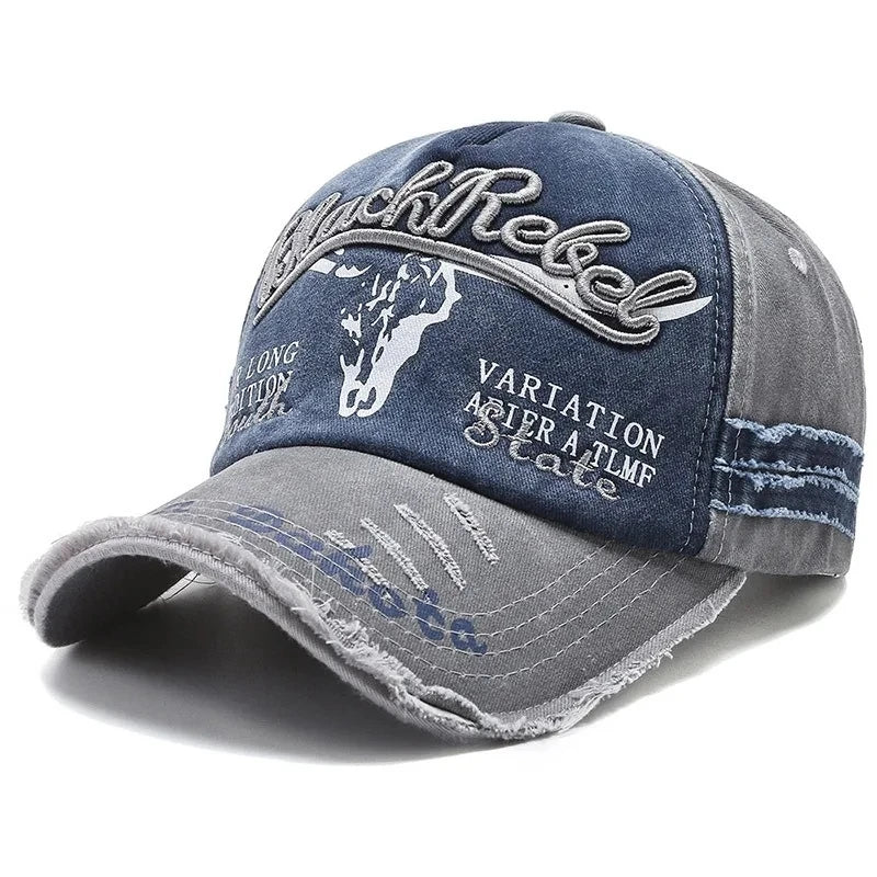 Cow Head Letter Embroidery Vintage Cotton Baseball Cap - Onlytenbucks.com