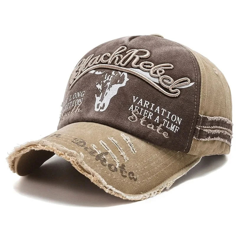 Cow Head Letter Embroidery Vintage Cotton Baseball Cap - Onlytenbucks.com