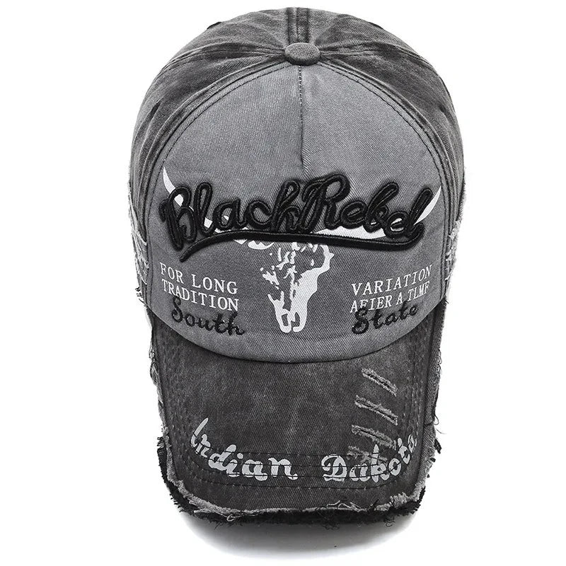 Cow Head Letter Embroidery Vintage Cotton Baseball Cap - Onlytenbucks.com