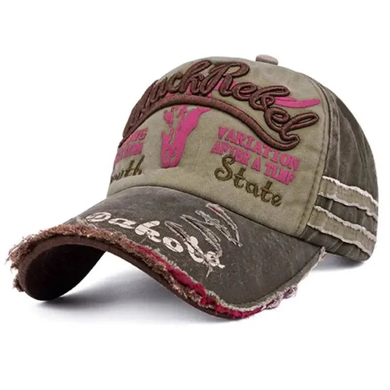 Cow Head Letter Embroidery Vintage Cotton Baseball Cap - Onlytenbucks.com