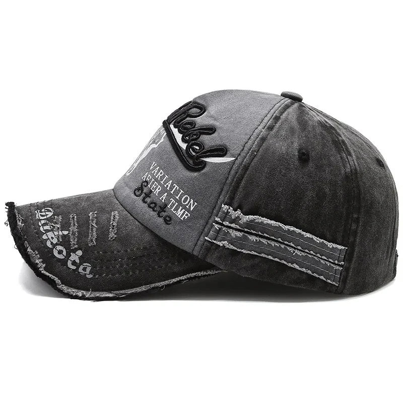 Cow Head Letter Embroidery Vintage Cotton Baseball Cap - Onlytenbucks.com