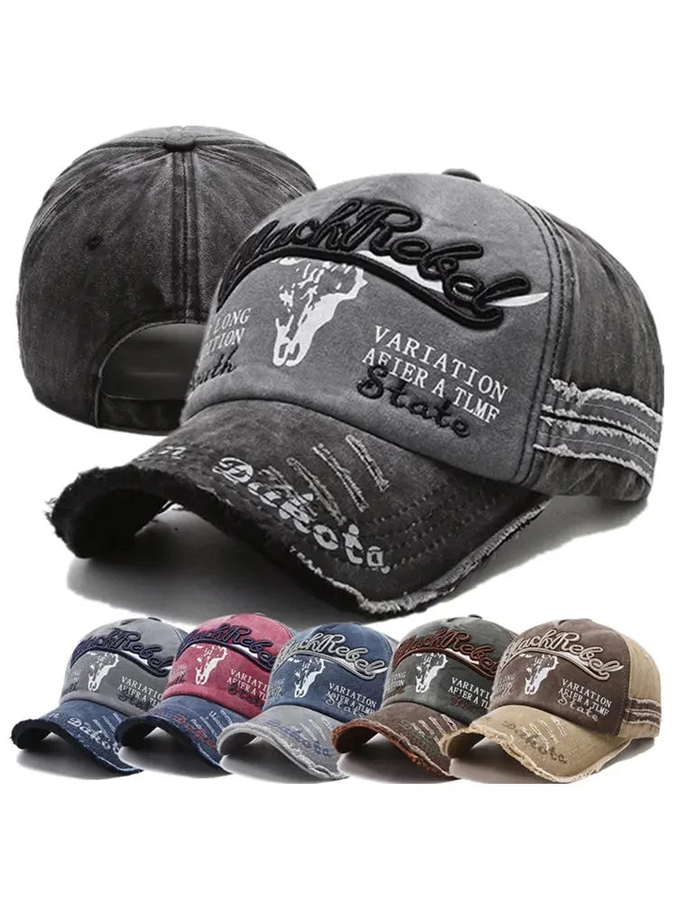 Cow Head Letter Embroidery Vintage Cotton Baseball Cap - Onlytenbucks.com