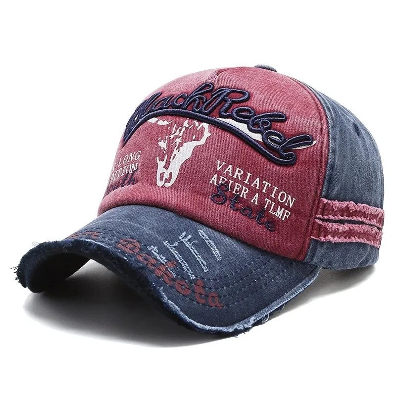 Cow Head Letter Embroidery Vintage Cotton Baseball Cap - Onlytenbucks.com