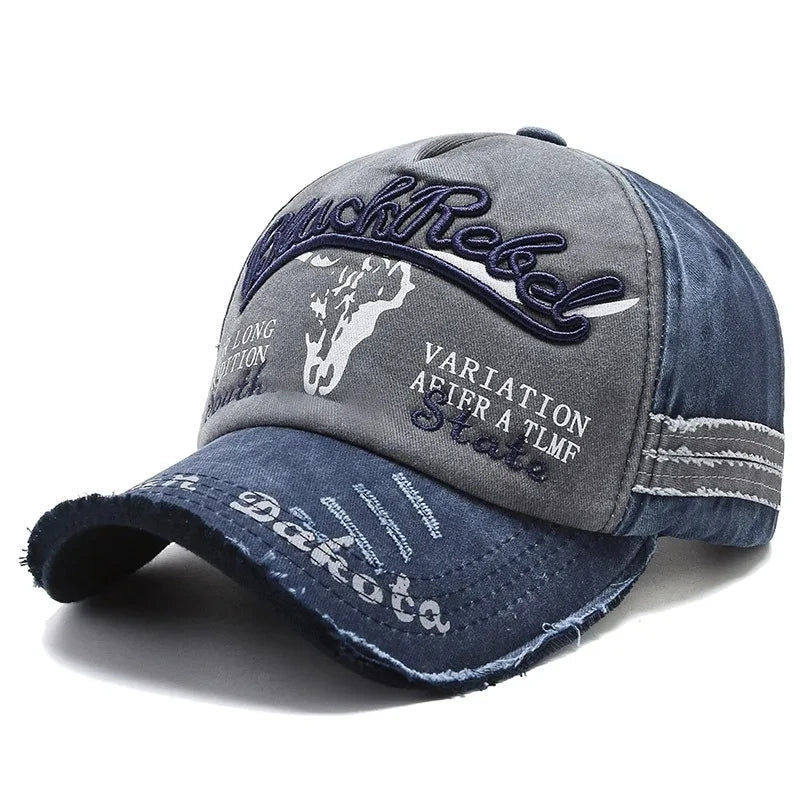 Cow Head Letter Embroidery Vintage Cotton Baseball Cap - Onlytenbucks.com