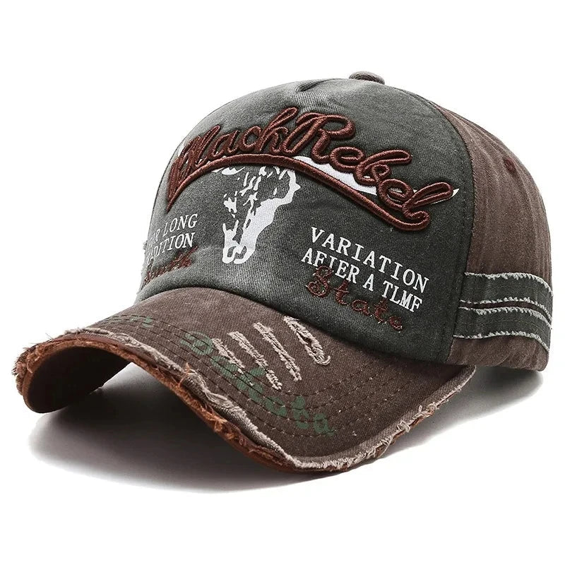 Cow Head Letter Embroidery Vintage Cotton Baseball Cap - Onlytenbucks.com