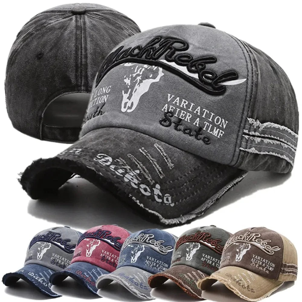 Cow Head Letter Embroidery Vintage Cotton Baseball Cap - Onlytenbucks.com
