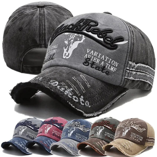 Cow Head Letter Embroidery Vintage Cotton Baseball Cap - Onlytenbucks.com