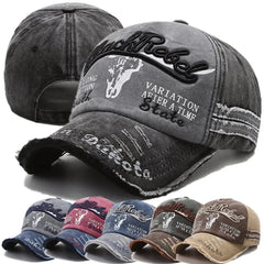 Cow Head Letter Embroidery Vintage Cotton Baseball Cap - Onlytenbucks.com