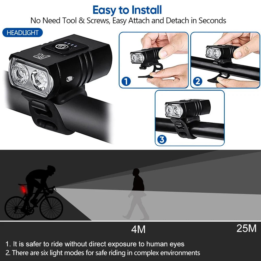 Cycle Zone Bicycle Front Light – 6 - Mode LED Handlebar Headlamp - Onlytenbucks.com