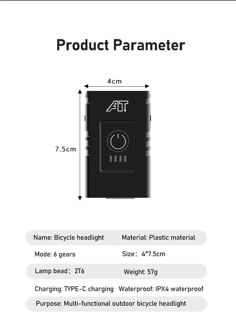 Cycle Zone Bicycle Front Light – 6 - Mode LED Handlebar Headlamp - Onlytenbucks.com