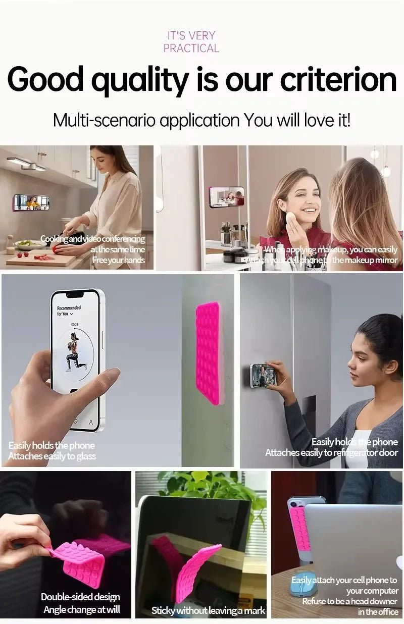 Double-Sided Silicone Suction Cup Phone Holder – Hands-Free Wall Mount for Videos and Selfies - Onlytenbucks.com