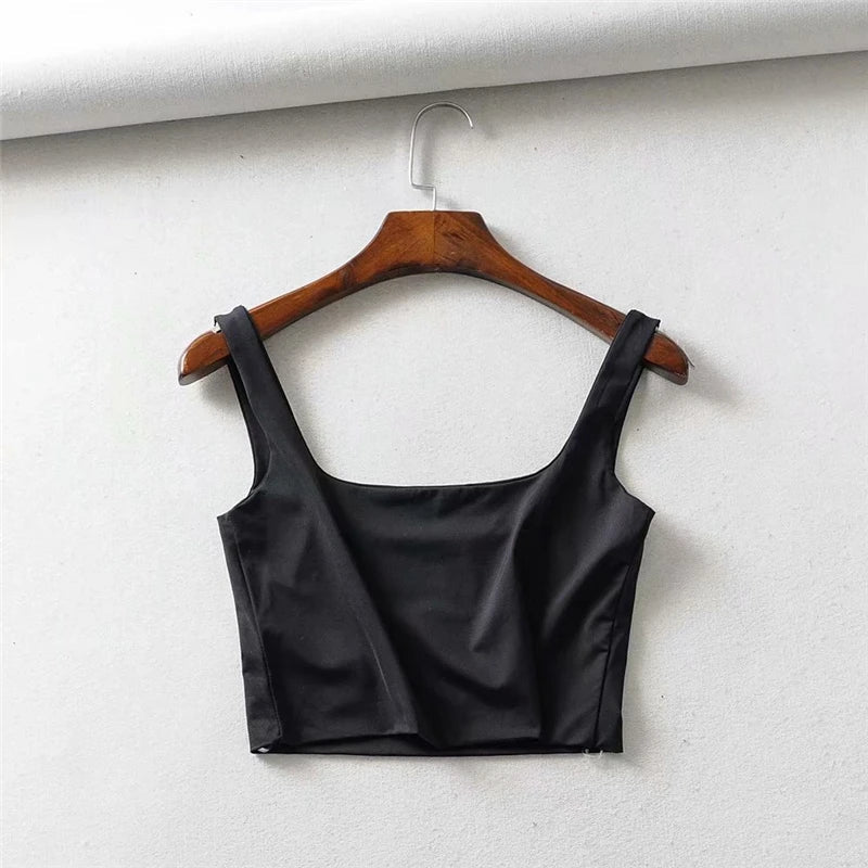 Women’s Sexy Square Neck Tank Top – Summer 2025 Stretch Crop Shirt - Onlytenbucks.com