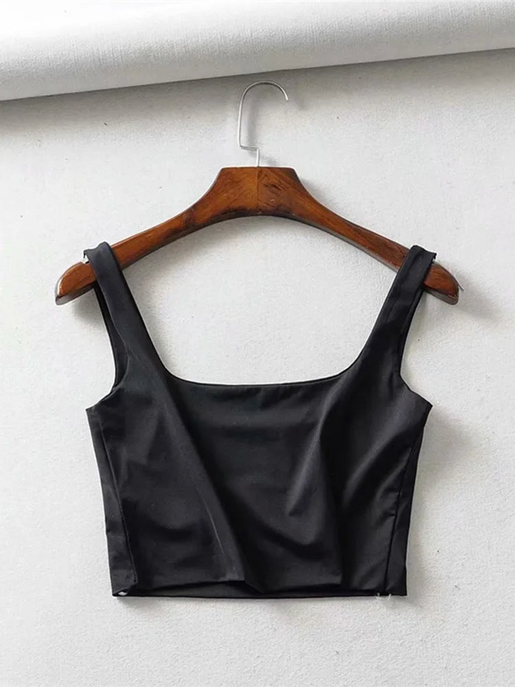 Women’s Sexy Square Neck Tank Top – Summer 2025 Stretch Crop Shirt - Onlytenbucks.com