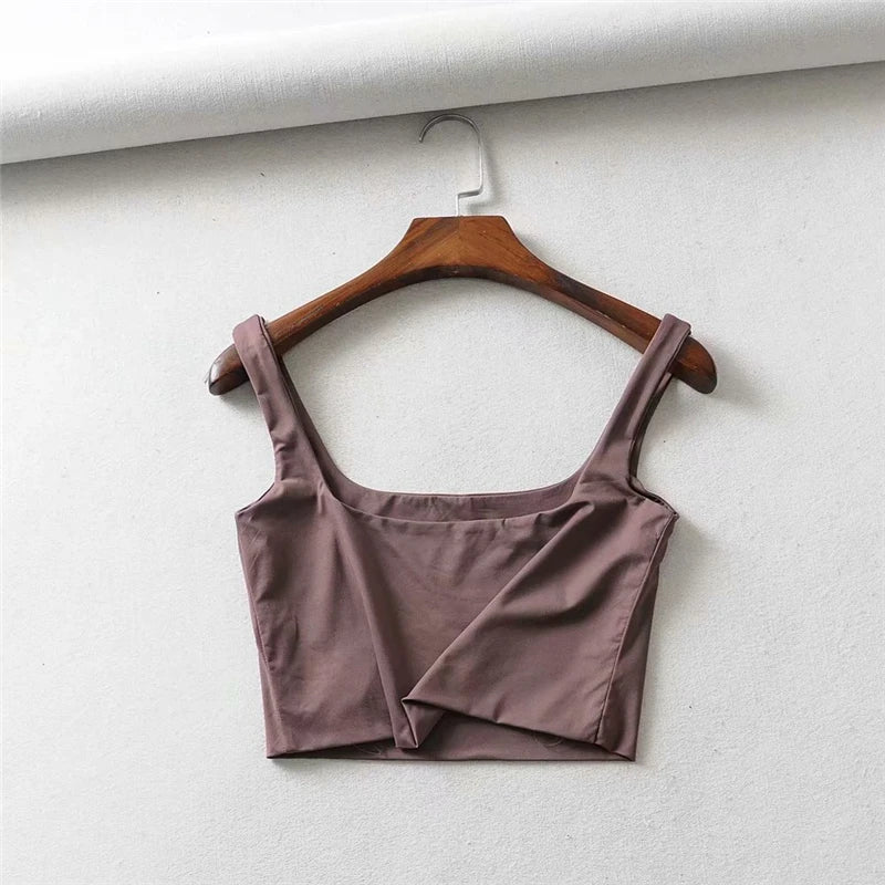 Women’s Sexy Square Neck Tank Top – Summer 2025 Stretch Crop Shirt - Onlytenbucks.com
