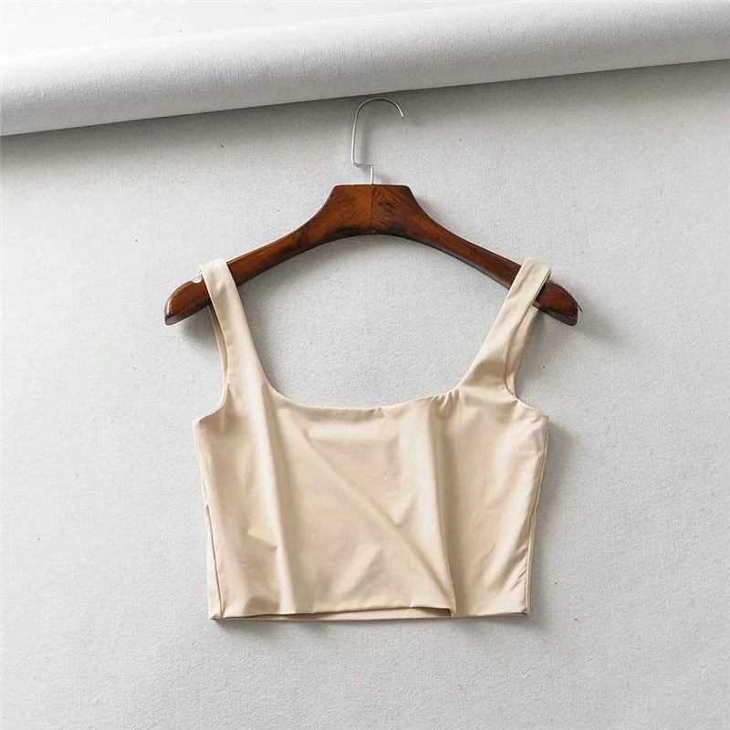 Women’s Sexy Square Neck Tank Top – Summer 2025 Stretch Crop Shirt - Onlytenbucks.com