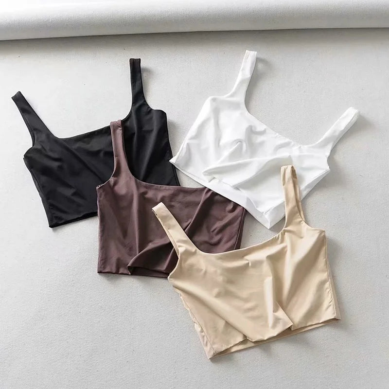 Women’s Sexy Square Neck Tank Top – Summer 2025 Stretch Crop Shirt - Onlytenbucks.com