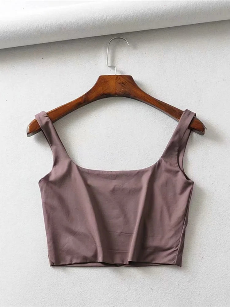 Women’s Sexy Square Neck Tank Top – Summer 2025 Stretch Crop Shirt - Onlytenbucks.com