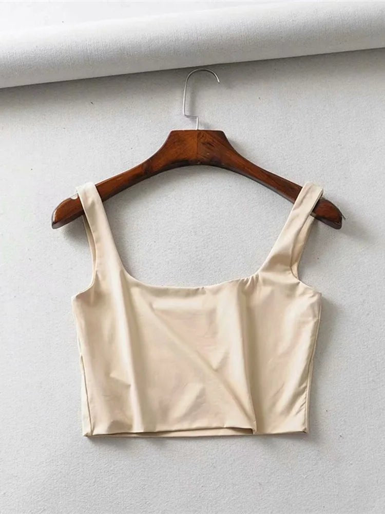 Women’s Sexy Square Neck Tank Top – Summer 2025 Stretch Crop Shirt - Onlytenbucks.com