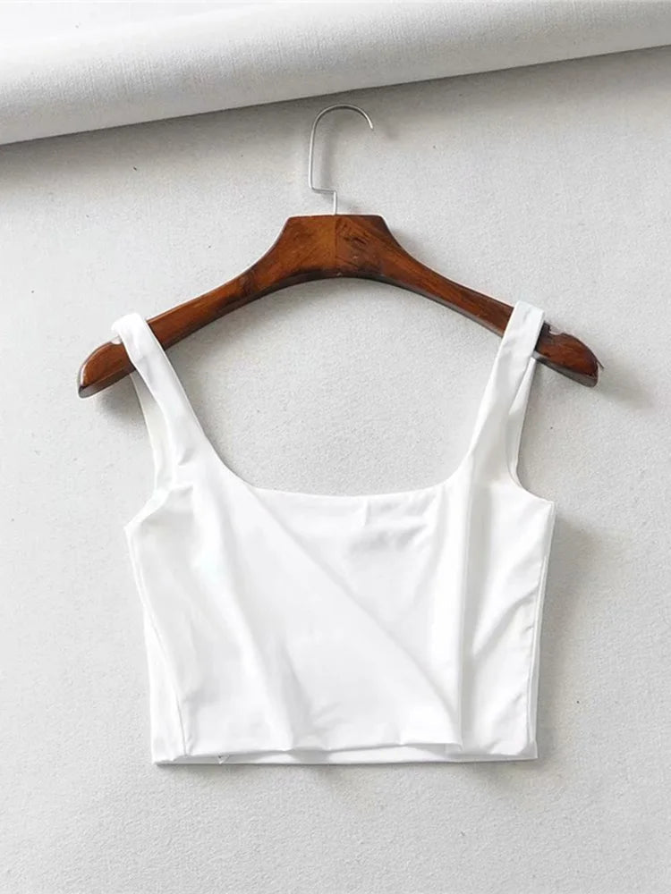 Women’s Sexy Square Neck Tank Top – Summer 2025 Stretch Crop Shirt - Onlytenbucks.com