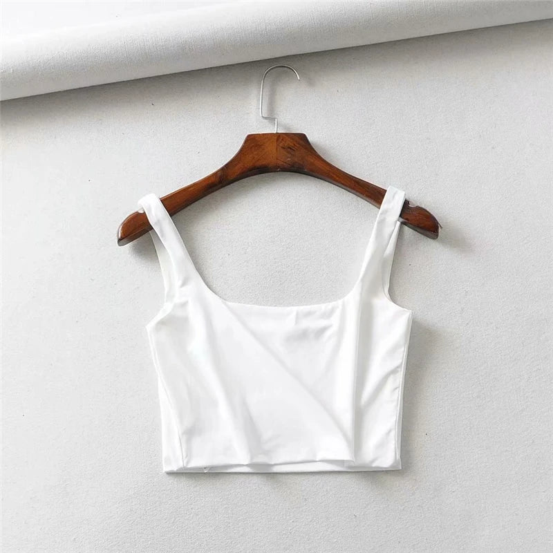 Women’s Sexy Square Neck Tank Top – Summer 2025 Stretch Crop Shirt - Onlytenbucks.com