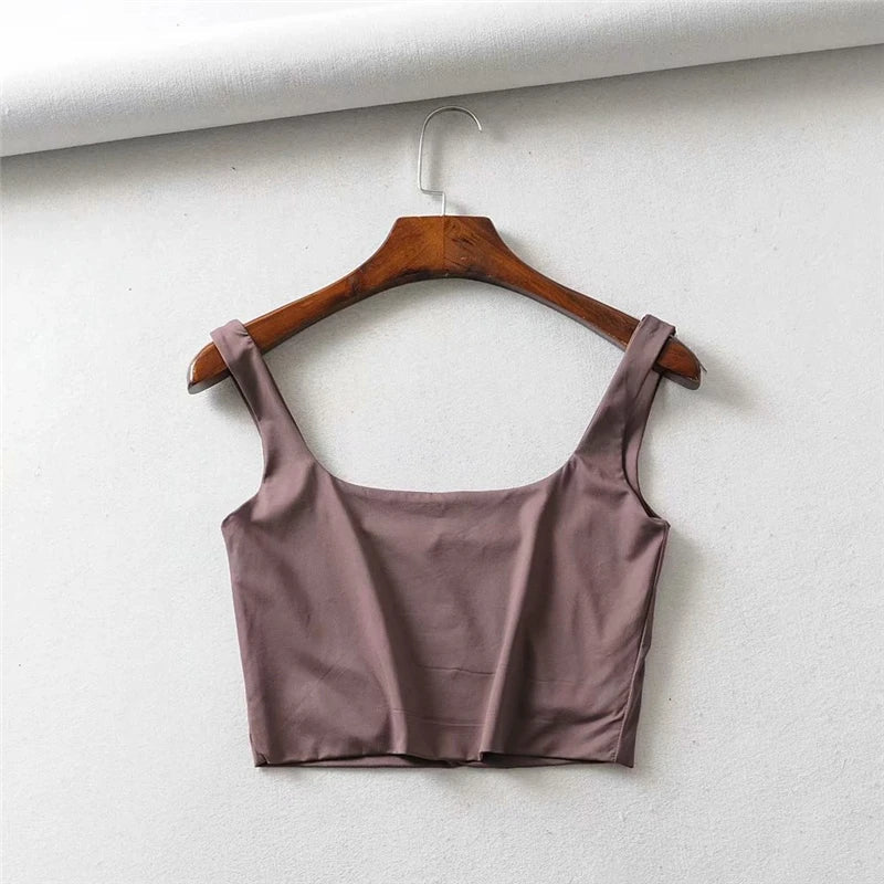 Women’s Sexy Square Neck Tank Top – Summer 2025 Stretch Crop Shirt - Onlytenbucks.com