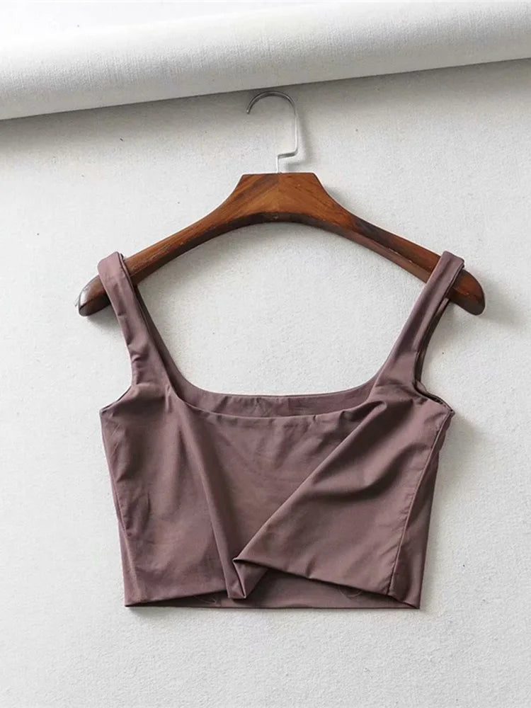 Women’s Sexy Square Neck Tank Top – Summer 2025 Stretch Crop Shirt - Onlytenbucks.com