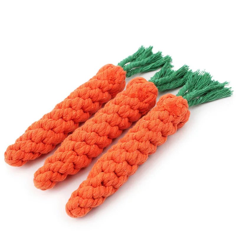 Durable Cotton Rope Dog Toy – Carrot Knot, Rope Ball, and Dumbbell Chew Toy - Onlytenbucks.com