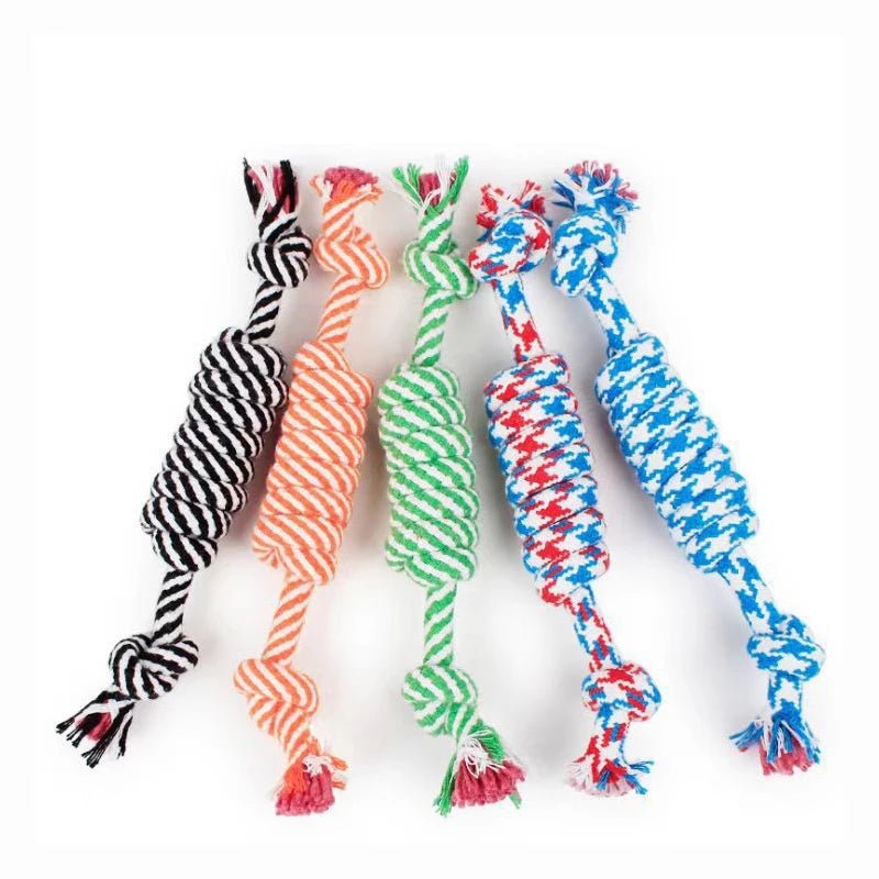 Durable Cotton Rope Dog Toy – Carrot Knot, Rope Ball, and Dumbbell Chew Toy - Onlytenbucks.com