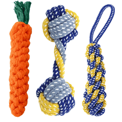 Durable Cotton Rope Dog Toy – Carrot Knot, Rope Ball, and Dumbbell Chew Toy - Onlytenbucks.com