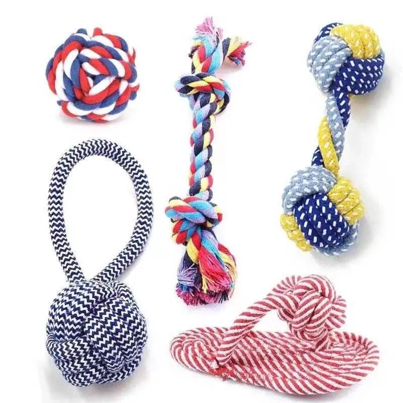 Durable Cotton Rope Dog Toy – Carrot Knot, Rope Ball, and Dumbbell Chew Toy - Onlytenbucks.com