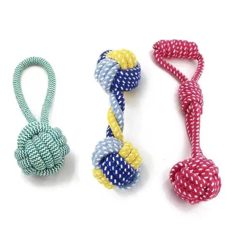 Durable Cotton Rope Dog Toy – Carrot Knot, Rope Ball, and Dumbbell Chew Toy - Onlytenbucks.com