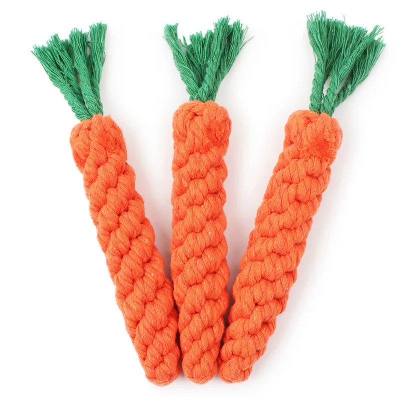 Durable Cotton Rope Dog Toy – Carrot Knot, Rope Ball, and Dumbbell Chew Toy - Onlytenbucks.com