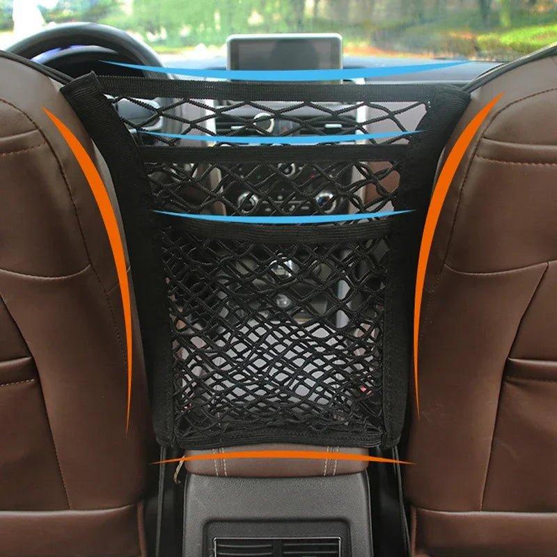 Elastic Car Storage Net Bag – Stretchable Divider Organizer Between Front Seats - Onlytenbucks.com