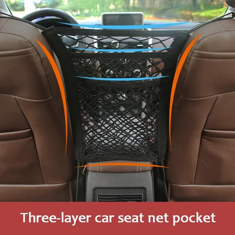 Elastic Car Storage Net Bag – Stretchable Divider Organizer Between Front Seats - Onlytenbucks.com