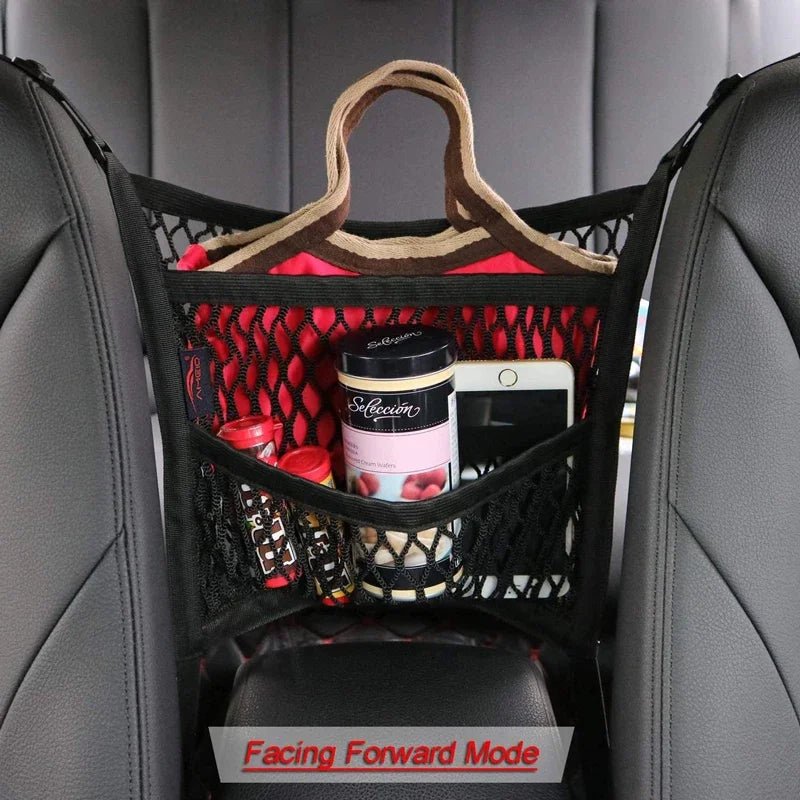 Elastic Car Storage Net Bag – Stretchable Divider Organizer Between Front Seats - Onlytenbucks.com