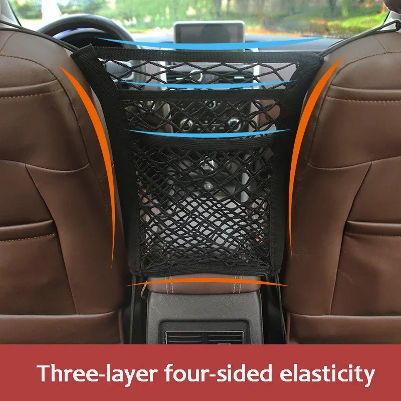 Elastic Car Storage Net Bag – Stretchable Divider Organizer Between Front Seats - Onlytenbucks.com