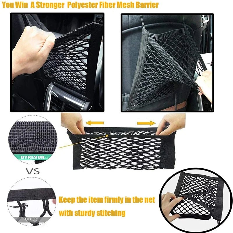 Elastic Car Storage Net Bag – Stretchable Divider Organizer Between Front Seats - Onlytenbucks.com