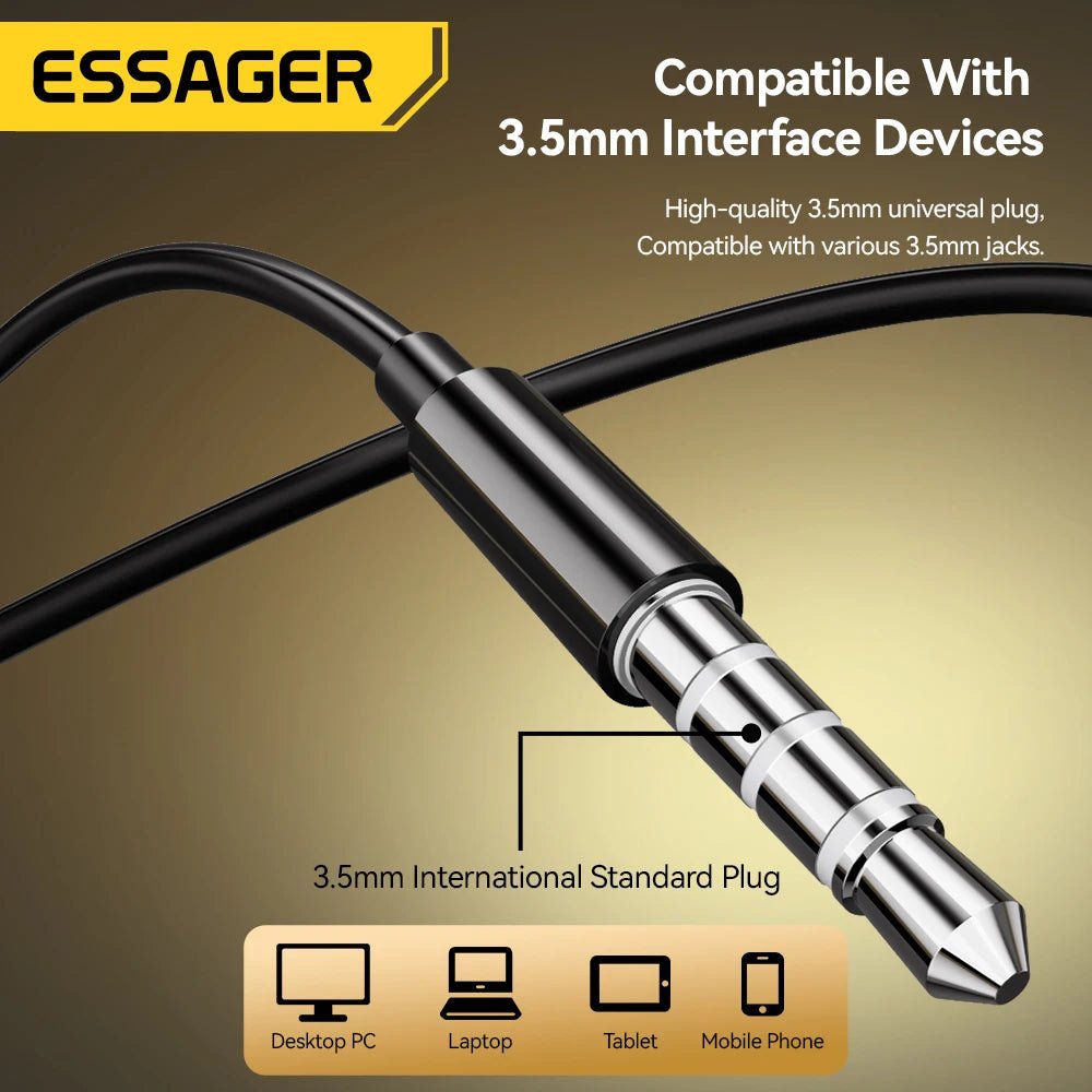 Essager 3.5mm Wired Headphones In Ear Headset Wired Earphones with Microphone Stereo Earbuds Sports - Onlytenbucks.com
