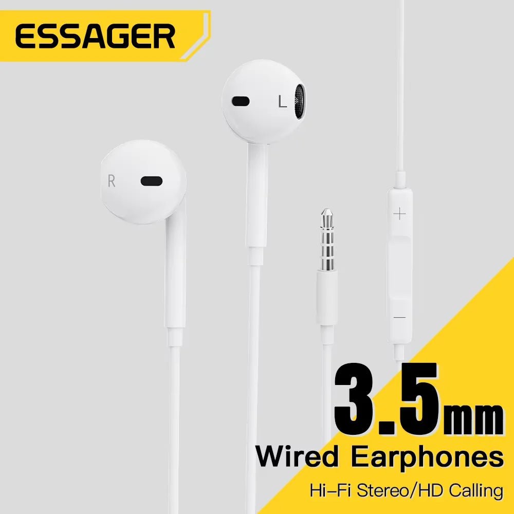 Essager 3.5mm Wired Headphones In Ear Headset Wired Earphones with Microphone Stereo Earbuds Sports - Onlytenbucks.com