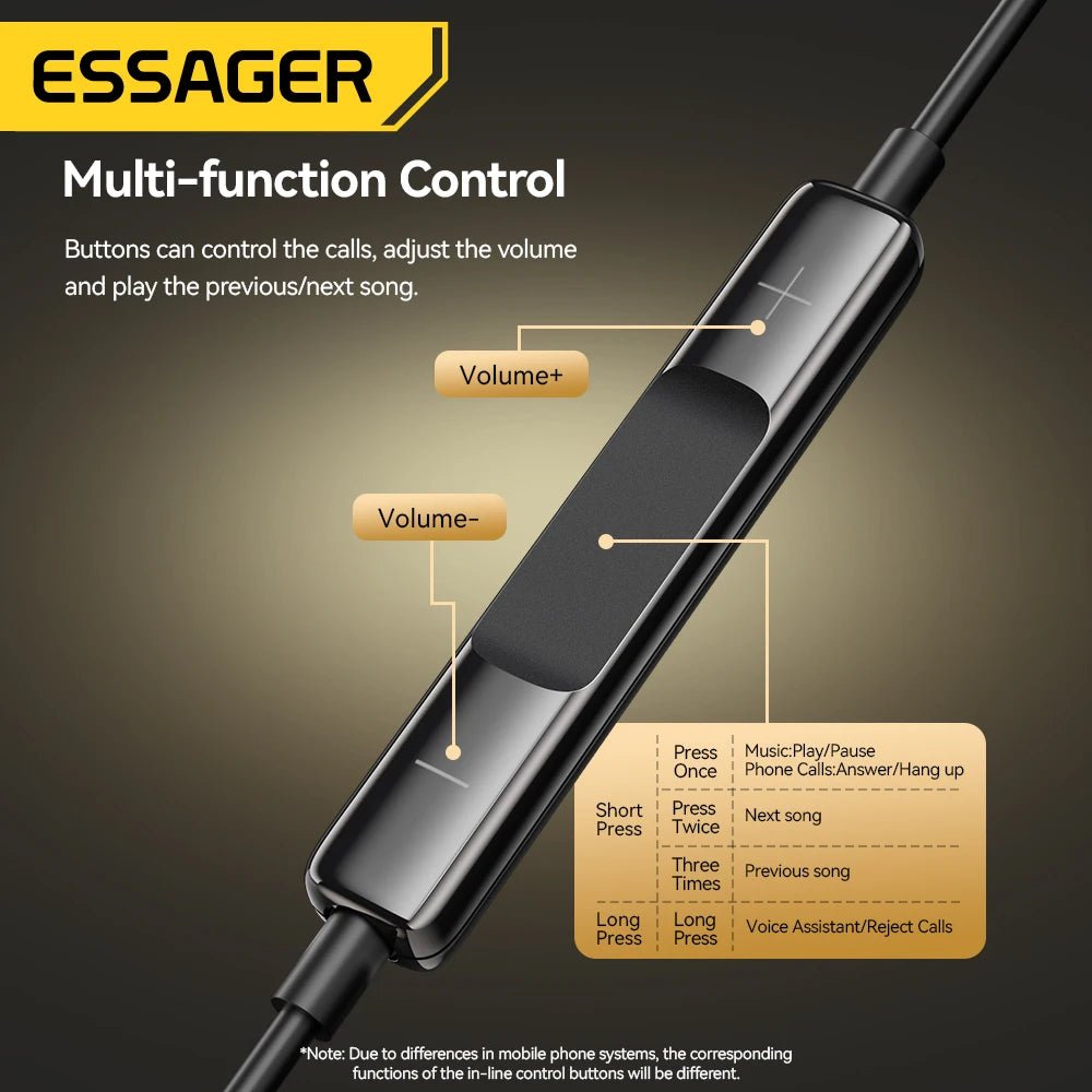 Essager 3.5mm Wired Headphones In Ear Headset Wired Earphones with Microphone Stereo Earbuds Sports - Onlytenbucks.com