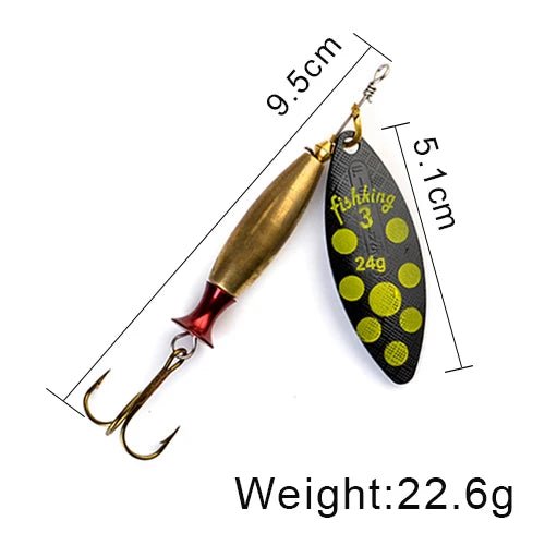 FISH KING Metal Spinner Lure – 18g/24g Long Cast Hard Bait with Hook - Onlytenbucks.com