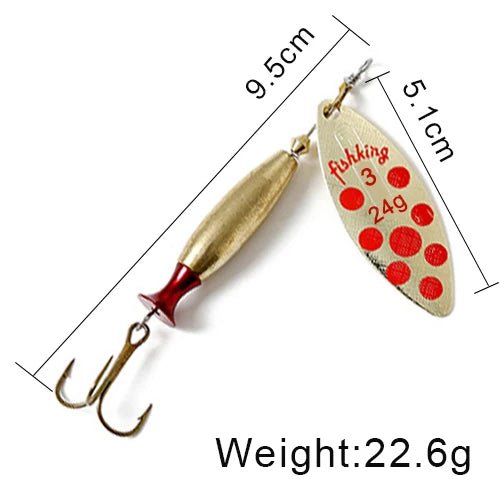 FISH KING Metal Spinner Lure – 18g/24g Long Cast Hard Bait with Hook - Onlytenbucks.com
