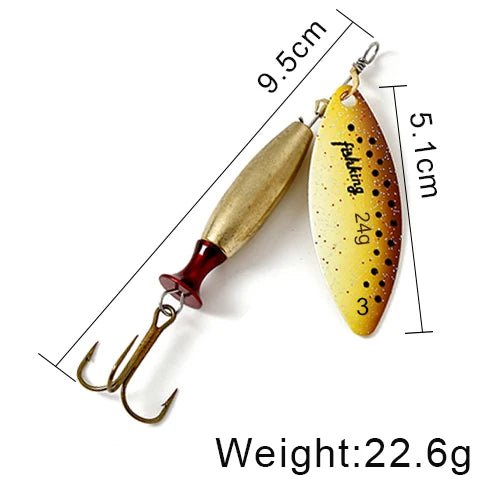 FISH KING Metal Spinner Lure – 18g/24g Long Cast Hard Bait with Hook - Onlytenbucks.com