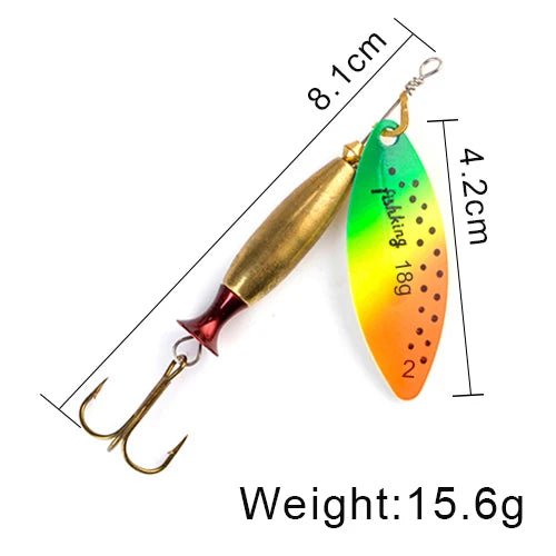 FISH KING Metal Spinner Lure – 18g/24g Long Cast Hard Bait with Hook - Onlytenbucks.com