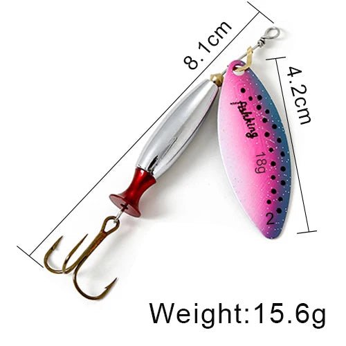 FISH KING Metal Spinner Lure – 18g/24g Long Cast Hard Bait with Hook - Onlytenbucks.com