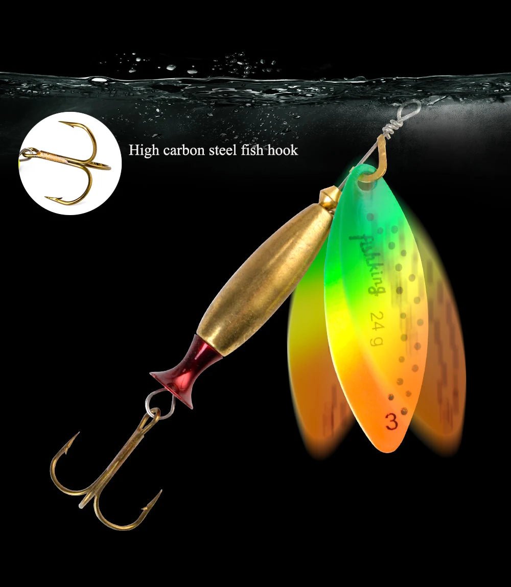 FISH KING Metal Spinner Lure – 18g/24g Long Cast Hard Bait with Hook - Onlytenbucks.com