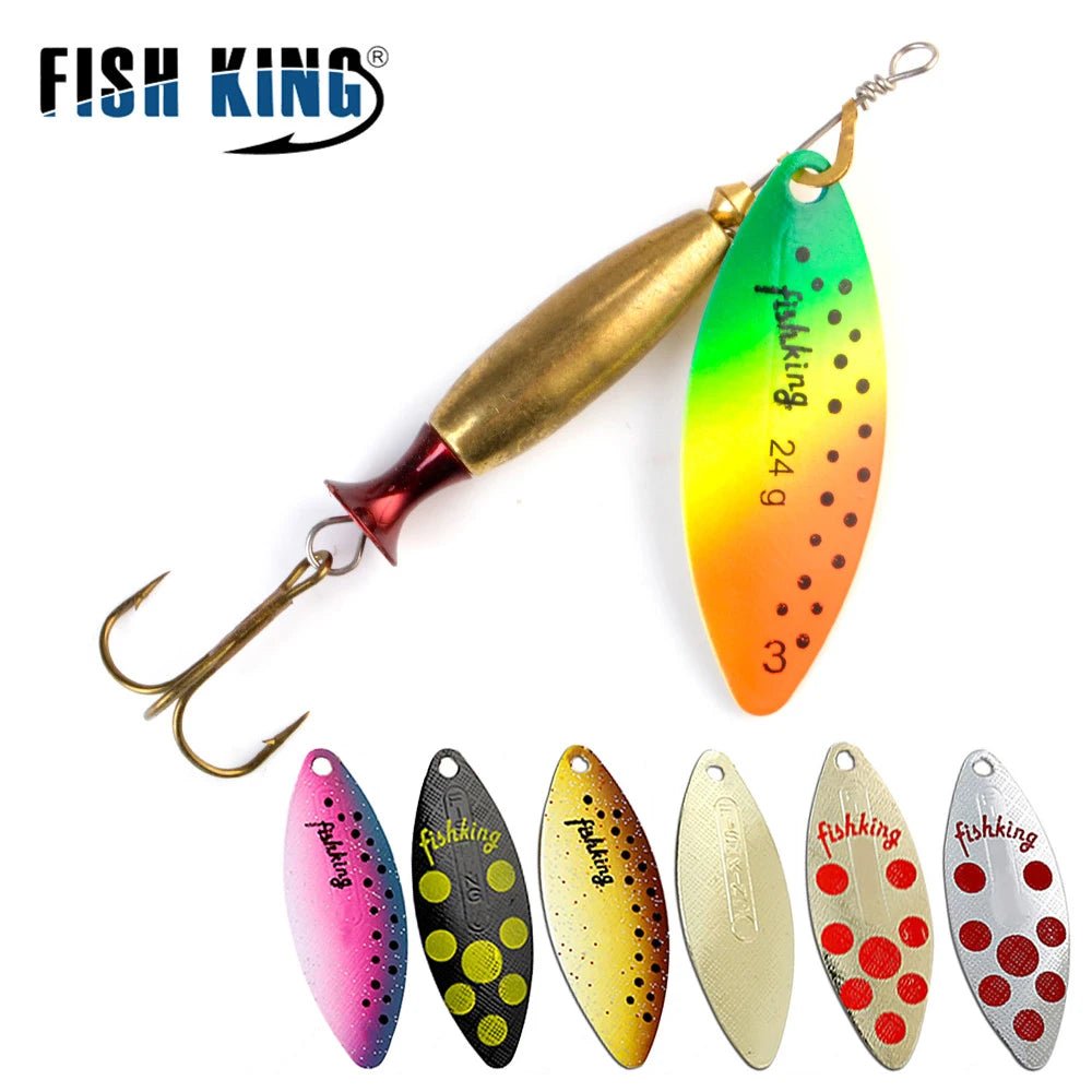 FISH KING Metal Spinner Lure – 18g/24g Long Cast Hard Bait with Hook - Onlytenbucks.com