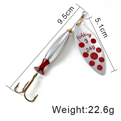 FISH KING Metal Spinner Lure – 18g/24g Long Cast Hard Bait with Hook - Onlytenbucks.com