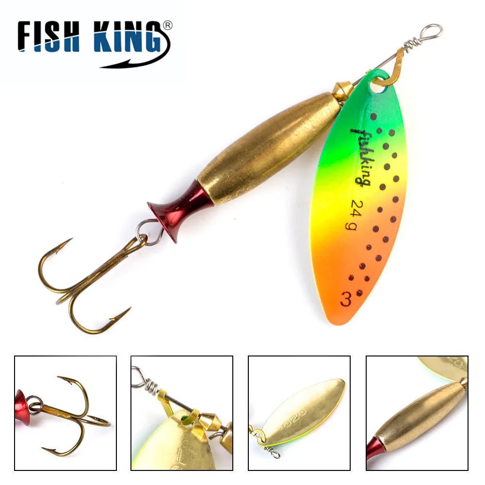 FISH KING Metal Spinner Lure – 18g/24g Long Cast Hard Bait with Hook - Onlytenbucks.com